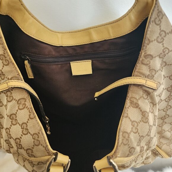 Gucci GG Canvas Abbey Line Purse Brown Beige Monogram Shoulder Bag Purse - Picture 6 of 16